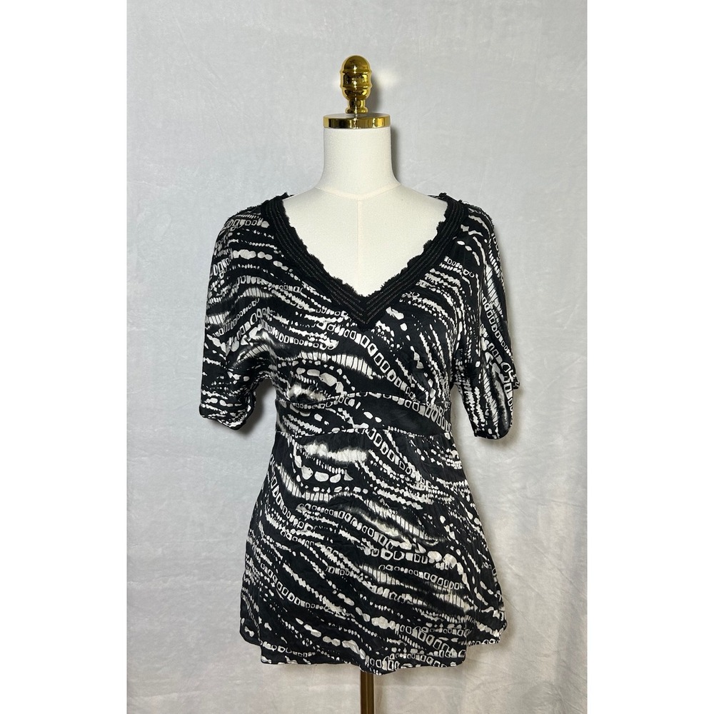 Cache Silk Blend Abstract Chain Link Top Womens S Fairy Coquette Whimsigoth